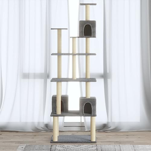 Home Furniture Kratzbaum mit Sisal-Kratzstämmen hellgrau 188 cm von TEKEET