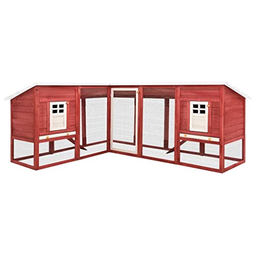 Home Furniture Outdoor Kaninchenstall mit Auslauf rot und weiß massiv Tannenholz von TEKEET