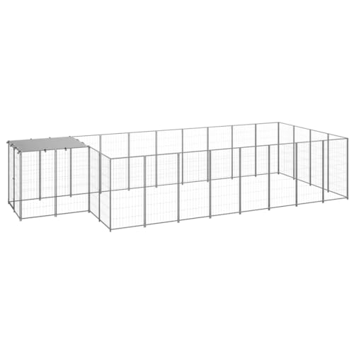 Pet Supplies-Dog Kennel Silver 10,89 m² Stahl-Tiere & Haustierbedarf von TEKEET