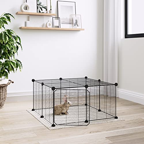 Pet Supplies Haustierkäfig mit Tür, 12 Paneele, 35 x 35 cm, Schwarz von TEKEET