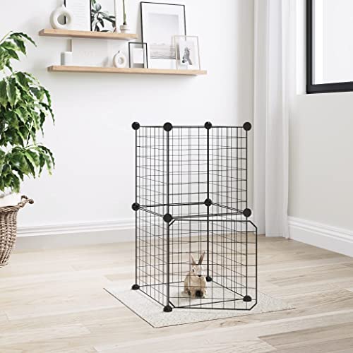 Pet Supplies Haustierkäfig mit Tür, 8 Paneele, 35 x 35 cm, Schwarz von TEKEET