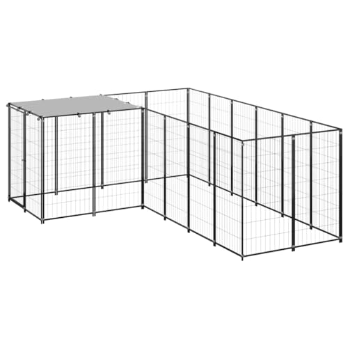 Pet Supplies-Hundehütte Schwarz 4,84 m² Stahl-Tiere & Haustierbedarf von TEKEET
