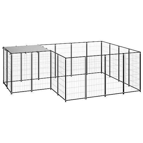 Pet Supplies-Hundehütte Schwarz 6,05 m² Stahl-Tiere & Haustierbedarf von TEKEET