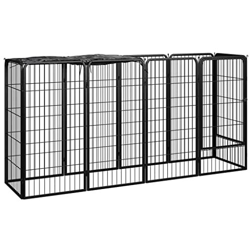Startseite Möbel 10-Panel Hunde-Laufgitter schwarz 50x100 cm Größe pulverbeschichteter Stahl von TEKEET