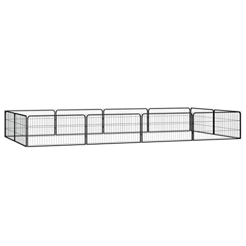 Startseite Möbel 12-Panel Hunde-Laufgitter schwarz 100x50 cm Größe pulverbeschichteter Stahl von TEKEET