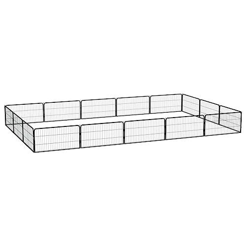 Startseite Möbel 16-Panel Hundelaufgitter schwarz 100x50 cm Größe pulverbeschichteter Stahl von TEKEET