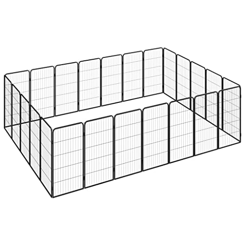 Startseite Möbel 24-Panel Hundelaufgitter schwarz 50x100 cm Größe pulverbeschichteter Stahl von TEKEET