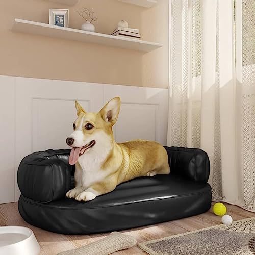 TEKEET Home Furniture Ergonomisches Hundebett aus Schaumstoff, 60 x 42 cm, Kunstleder, Schwarz von TEKEET
