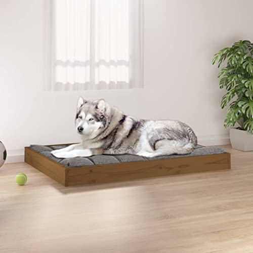 TEKEET Pet Supplies-Hundebett Honigbraun 101,5 x 74 x 9 cm Kiefer Massivholz Tiere & Tierbedarf von TEKEET