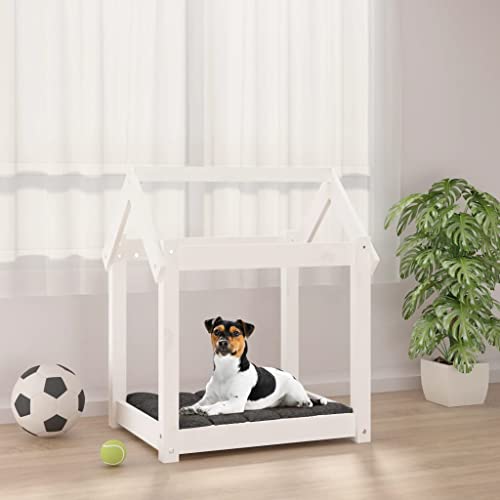 TEKEET Pet Supplies-Hundebett Weiß 61x50x70 cm Massivholz Kiefer-Tiere & Haustierbedarf von TEKEET