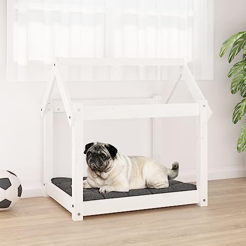 TEKEET Pet Supplies-Hundebett Weiß 71x55x70 cm Massivholz Kiefer-Tiere & Haustierbedarf von TEKEET