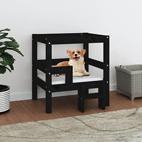 TEKEET Pet Supplies-Hundebett aus Massivholz, Kiefer, 55,5 x 53,5 x 60 cm, Schwarz von TEKEET