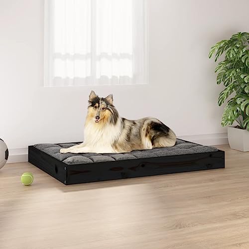 TEKEET Wohnmöbel Hundebett schwarz 91,5x64x9cm Größe Massivholz Kiefer von TEKEET