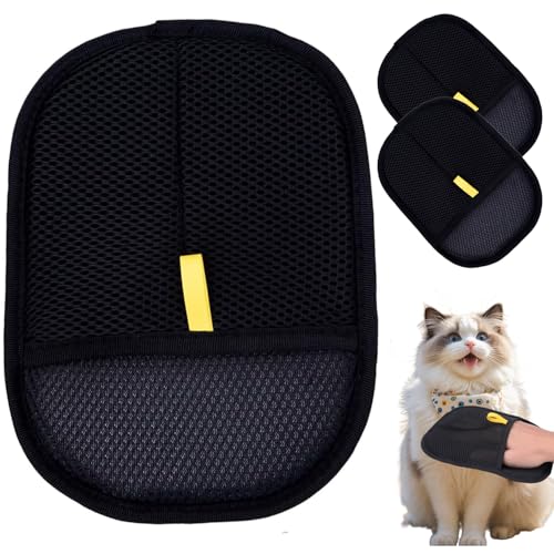 Katzenhaarentferner Handschuh, 3 Stück Double Sided Pet Grooming Gloves, Fellmagnet Handschuh, Antistatische Handschuhe für Hunde, zur Tierhaarentfernung Fellpflege, Für Glattes und Gesundes Fell von TELAOBAN