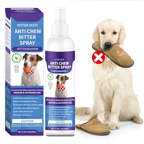 No Chew Spray für Hunde, 200 ml Bitterapfelspray für Hunde, um das Kauen zu stoppen und Wundlecken zu verhindern, schützt Möbel, Schuhe, Bandagen, alkoholfrei und ungiftig, sicher für Training im No Chew Spray für Hunde, 200 ml Bitterapfelspray für Hunde, um das Kauen zu stoppen und Wundlecken zu verhindern, schützt Möbel, Schuhe, Bandagen, alkoholfrei und ungiftig, sicher für Training im von TELUNSU