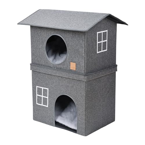 TEMOOUES Faltbares Katzenhaus 2 Etagen sicher hoch für Indoor Katzen 2 Ebenen Liege TEMOOUES Faltbares Katzenhaus 2 Etagen sicher hoch für Indoor Katzen 2 Ebenen Liege von TEMOOUES