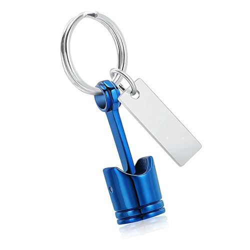 TEMOOUES Haustier-Schlüsselanhänger mit motorisiertem Kolben-Design, Gedenkhalter für Asche, Aluminium, Metall, Haustier-Schlüsselanhänger von TEMOOUES
