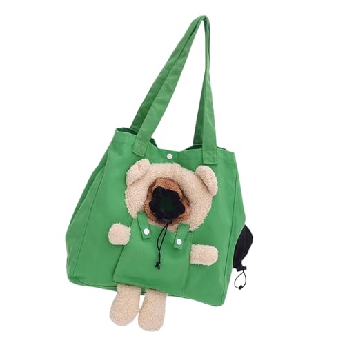 TEMOOUES Haustier-Tragetasche mit Cartoon-Bär-Designs, Tragetasche zum Wandern, Hundetasche, Outdoor-Tragetasche, atmungsaktiv und faltbar von TEMOOUES