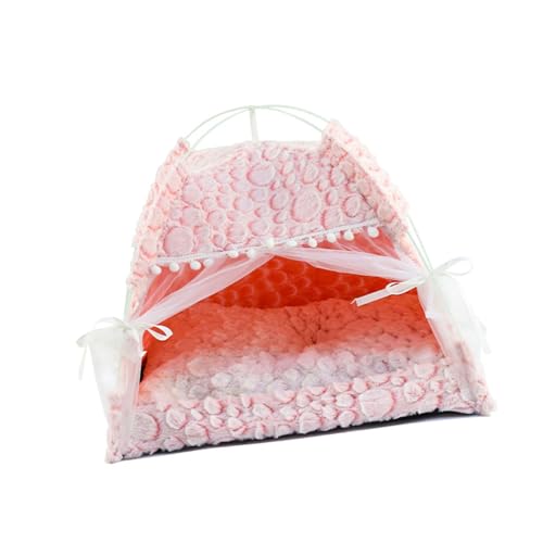 TEMOOUES Waschbares Haustier-Zelt mit weichem Plüsch-Design, weiches Haustier-Schlafbett für Kätzchen, Hunde von TEMOOUES