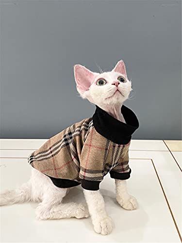 TENGTUD Haarlose Katzenkleidung, Kätzchen Haustierbedarf für Frühling/Herbst Baumwolle braune Sphynx-Katzenkleidung-M +. von TENGTUD
