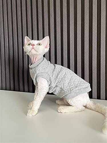 TENGTUD Haarlose Katzenkleidung, Kätzchen Haustierbedarf für Reine Baumwolle Gesteppte Zwei Fuß Sphynx-Katzenkleidung-S +_grau von TENGTUD
