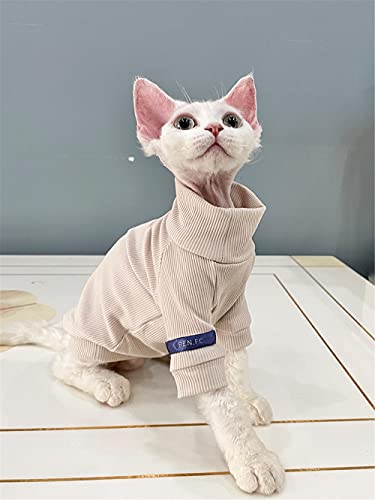 TENGTUD Haarlose Katzenkleidung, Kätzchen Haustierbedarf für mittlere Dicke Baumwolle Stretch-Sphynx-Katzenkleidung-M +_Cremeweiß von TENGTUD