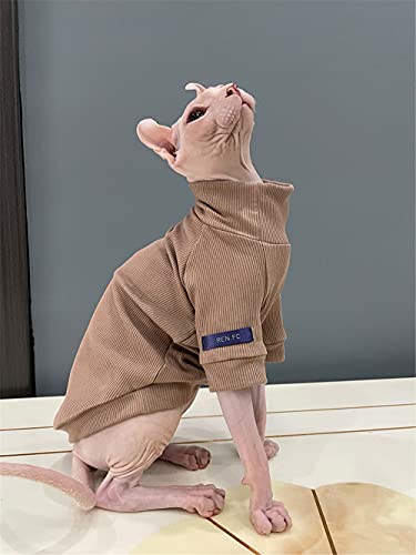 TENGTUD Haarlose Katzenkleidung, Kätzchen Haustierbedarf für mittlere Dicke Baumwolle Stretch-Sphynx-Katzenkleidung-XXL +_Dunkelbraun von TENGTUD