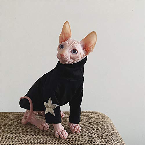 TENGTUD Haarlose Katzenkleidung für Sphynx-Katzen, warme Schwarze Winter- und Herbst-Haustierkleidung-XXL von TENGTUD