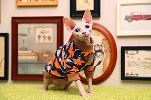TENGTUD Hairless Cat Kleidung, Sphynx/Devon Cat Herbst und Winter Camouflage Shirt-M. von TENGTUD