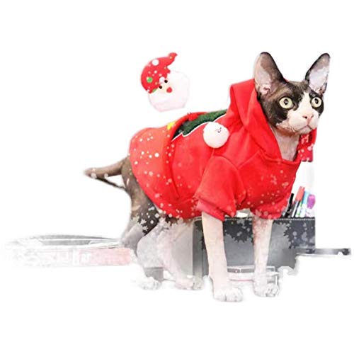 TENGTUD Hairless Cat Kleidung, Sphynx/Devon Cat Winter Weihnachtskleidung-L_Weihnachtsbaum von TENGTUD