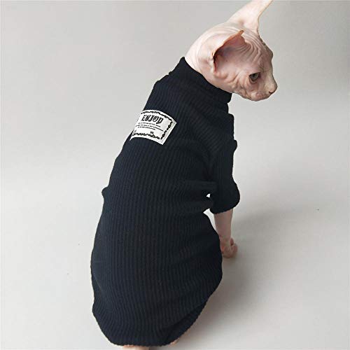 TENGTUD Katzenkleid für Sphynx-Katze, Herbst und Winter, zweibeinig, Rollkragenpullover und Weste, XL, Schwarz von TENGTUD