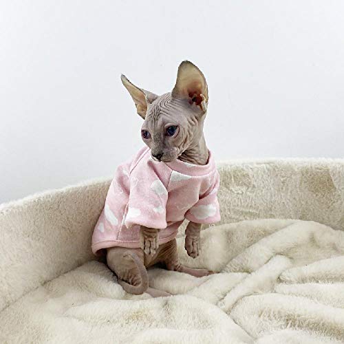 TENGTUD Katzenkleidung für Sphynx Hairless Cat, Herbst und Winter Soft and Warm Multicolor Base Shirt-S_Pink (normal) von TENGTUD