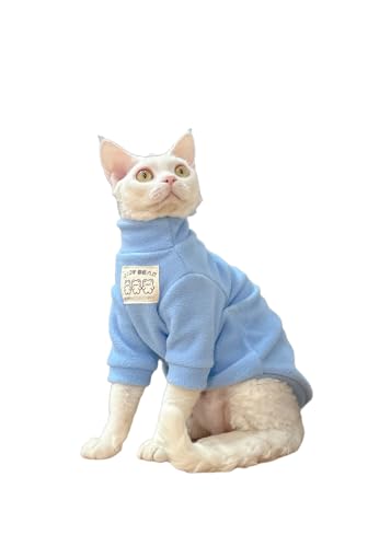 TENGTUD Katzenkleidung für Sphynx Hairless Cat, Herbst und Winter Weiche und warme Weihnachtskleidung-XXL_Blau (normal) von TENGTUD