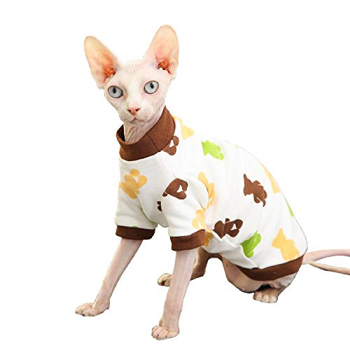 TENGTUD Katzenkleidung für Sphynx Hairless Cat, White Autumn and Winter Weiche und warme Kleidung-XL von TENGTUD