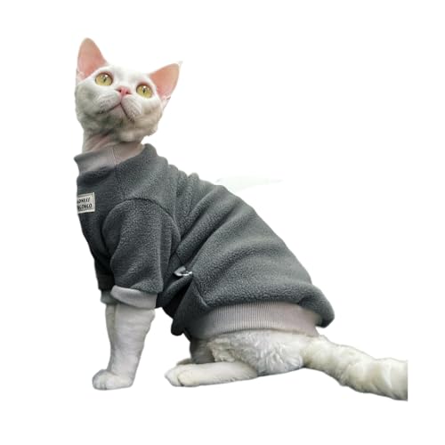 TENGTUD Sphynx Katze haarlose Katzenkleidung, Plüsch Zweifarbige Nähte Winter Haustier Kleidung-M von TENGTUD