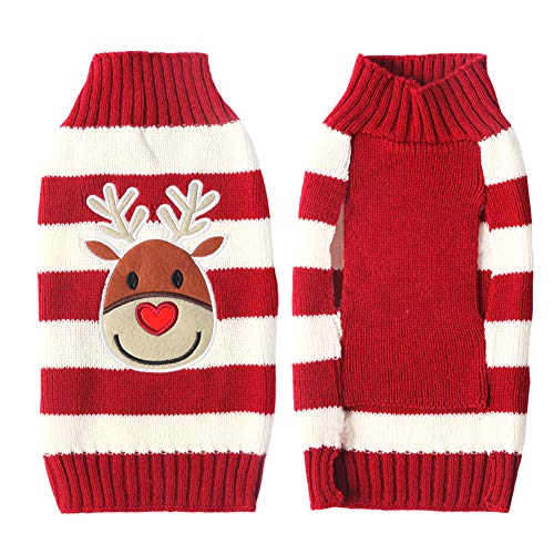 TENGZHI Weihnachtspullover für Haustiere, bestickt, Rentier-Elfen-Clowns, Rollkragenpullover, für kleine, mittelgroße und große Hunde, gestrickt, für den Winter von TENGZHI