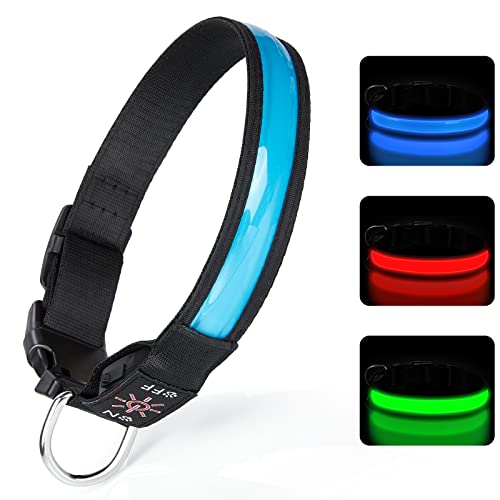 TENXSNUG Leuchthalsband Hund USB Aufladbar, Einstellbares LED Hundehalsband Leuchtend mit 3 Leuchtmodi für Kleine, Mittlere und Große Hunde, die Nachts Sicher Spazieren Gehen - Blau - M TENXSNUG Leuchthalsband Hund USB Aufladbar, Einstellbares LED Hundehalsband Leuchtend mit 3 Leuchtmodi für Kleine, Mittlere und Große Hunde, die Nachts Sicher Spazieren Gehen - Blau - M von TENXSNUG