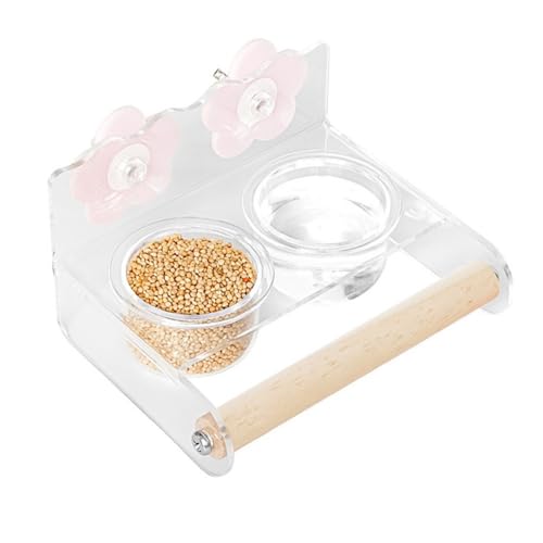 Durchsichtiger Doppelnapf zum Aufhängen, Vogelfutterspender und Trinkbecher mit Sitzstange, Holzstange für kleine Vögel, Sittiche, Finken, transparentes Acryl, Vogelfutterstation für Haustiervögel Durchsichtiger Doppelnapf zum Aufhängen, Vogelfutterspender und Trinkbecher mit Sitzstange, Holzstange für kleine Vögel, Sittiche, Finken, transparentes Acryl, Vogelfutterstation für Haustiervögel von TENYELE