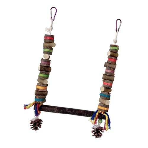 TENYELE Bunte Papageienschaukel aus Holz, Kauspielzeug mit Kette zum Kauen und Schleifen von Vögeln, Käfig, Unterhaltung, Schaukel, Sitzstange von TENYELE
