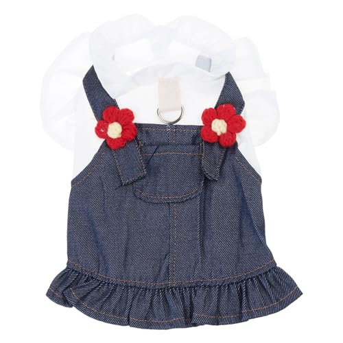 Welpen- Hunde-Jeans, Outfits, Mädchen, Urlaubskleid, leicht, klassisch, Welpen, Kleidung, Haustierbekleidung, einteiliger Hunde-Overall für kleine Hunde und Mädchen von TENYELE