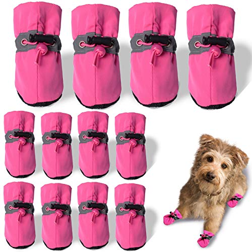 Hundeschuhe, Pfotenschutz, rutschfest, mit reflektierenden Riemen, für kleine, mittelgroße und große Hunde, 12 Stück von TEOZZO