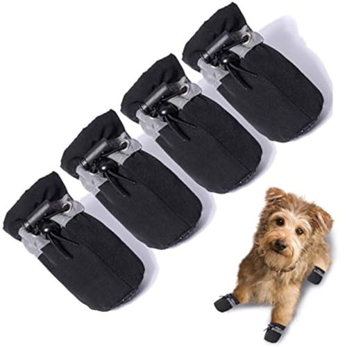 Hundestiefel, Pfotenschutz, rutschfeste Winter-Hundeschuhe mit reflektierenden Riemen für kleine, mittelgroße Hunde, 4 Stück von TEOZZO