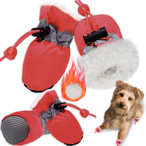 TEOZZO Hundeschuhe für den Winter, Hundestiefel und Pfotenschutz, warme Haustierschuhe für Welpen mit reflektierendem Streifen, Schneestiefel für kleine, mittelgroße Hunde, 4 Stück, Rot, Größe 39 TEOZZO Hundeschuhe für den Winter, Hundestiefel und Pfotenschutz, warme Haustierschuhe für Welpen mit reflektierendem Streifen, Schneestiefel für kleine, mittelgroße Hunde, 4 Stück, Rot, Größe 39 von TEOZZO
