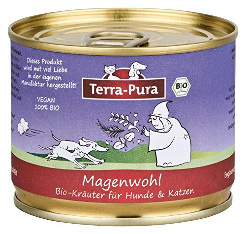 TERRA-PURA Tiernahrung 100% Bio-Kräutermischung für Hunde und Katzen, Magenwohl, pflegen und beruhigen die Magenschleimhaut, Kräuterkur, 80 g von TERRA-PURA Tiernahrung