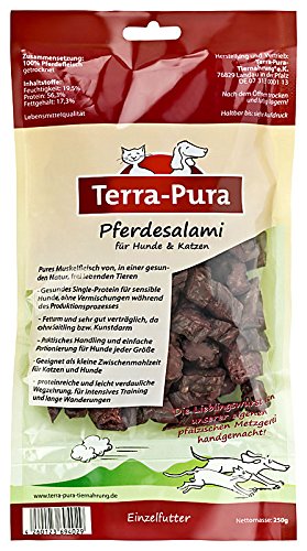 Pferdesalami in Scheiben, getrocknet, Snack für Hunde und Katzen, 250g von TERRA-PURA Tiernahrung