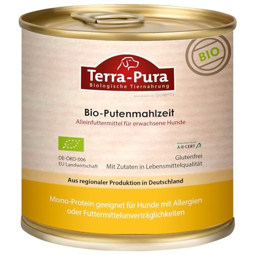 Terra-PURA Hundefutter nass Bio-Putenmahlzeit 800g – Premium Nassfutter für Erwachsene Hunde, glutenfrei, ohne Weizen, für Allergiker geeignet - Tiernahrung für Hunde von TERRA-PURA Tiernahrung