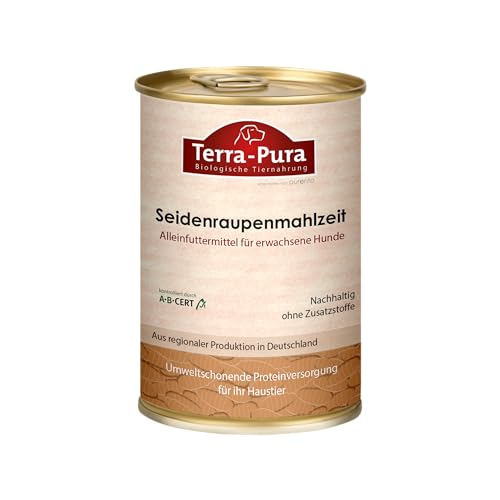 Terra-PURA Hundefutter nass Seidenraupenmahlzeit 380g – Hypoallergenes Premium Nassfutter, getreidefrei & ohne Farbstoffe, 100% Natural - Tiernahrung für Hunde von TERRA-PURA Tiernahrung