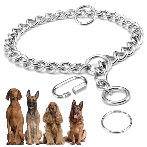 55 cm Edelstahl-Würgekette für Hunde, verstellbares Schlupfhalsband für mittelgroße und große Hunde, Anti-Kauen, kein Ziehen, Hunde-Trainingshalsband aus Metall für sicheres Gehen, Outdoor-Training 55 cm Edelstahl-Würgekette für Hunde, verstellbares Schlupfhalsband für mittelgroße und große Hunde, Anti-Kauen, kein Ziehen, Hunde-Trainingshalsband aus Metall für sicheres Gehen, Outdoor-Training von TESSTSY