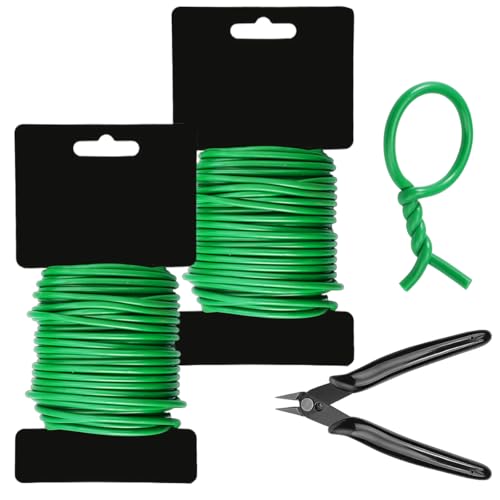 TESSTSY 2 Rollen 3.5 mm x 10 m Pflanzendraht für Low Stress Training, Flexibler Pflanzendraht Grün mit Schneider, Pflanzen Bindedraht Gummiert, für Gartenarbeit Weinreben und Blumen TESSTSY 2 Rollen 3.5 mm x 10 m Pflanzendraht für Low Stress Training, Flexibler Pflanzendraht Grün mit Schneider, Pflanzen Bindedraht Gummiert, für Gartenarbeit Weinreben und Blumen von TESSTSY