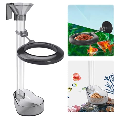 TESSTSY Aquarium Futterrohr Kit, Futterrohr Aquarium mit Fütterungsring, Reinigungsbürste, Garnelen Futterschale aus Acryl, Einstellbare Länge Garnelen Futterrohr, für Aquarien Fische Garnelen von TESSTSY